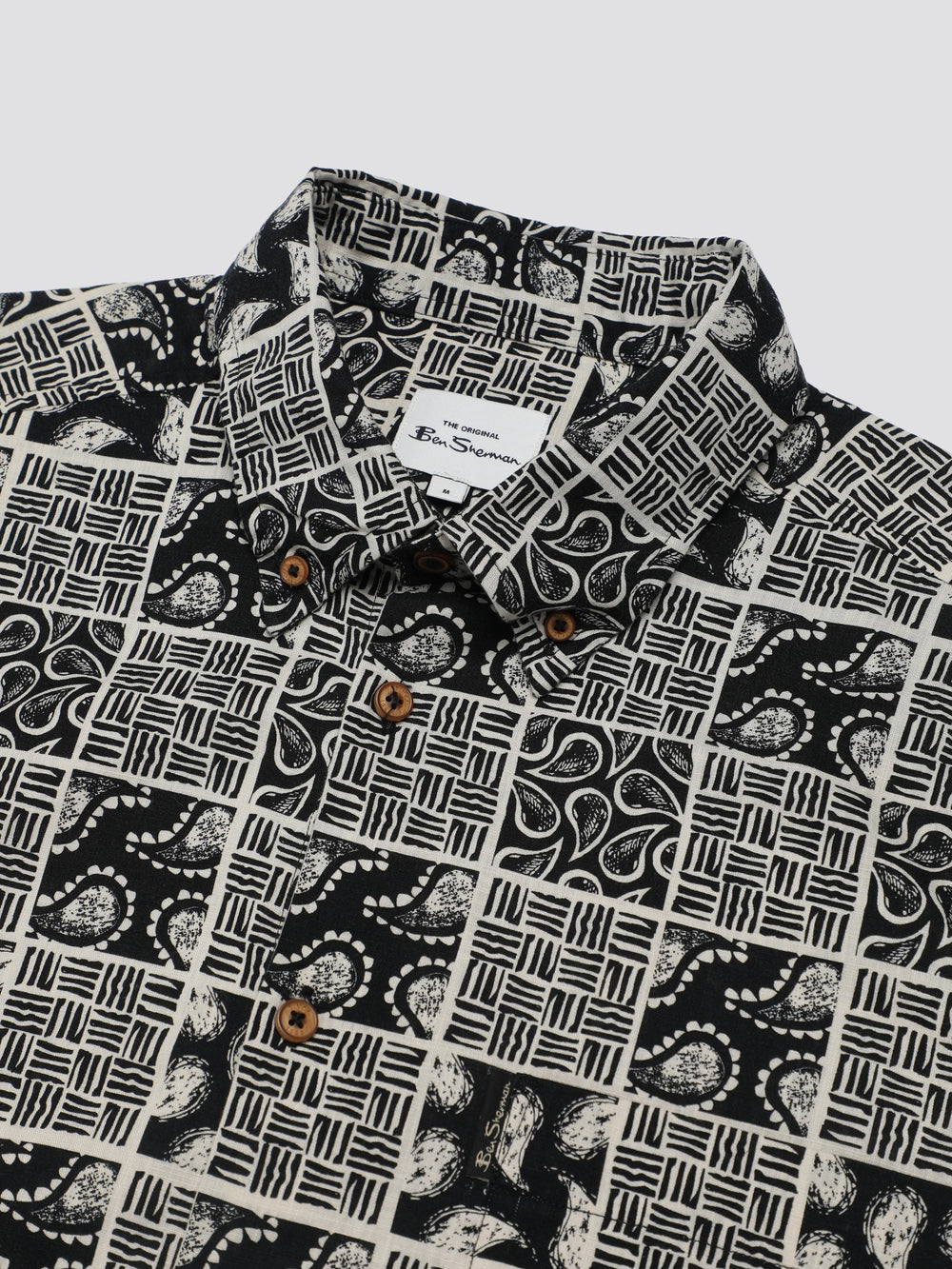 Ben Sherman Signature Checkerboard Paisley Print Shirts Black | 980253-VKN