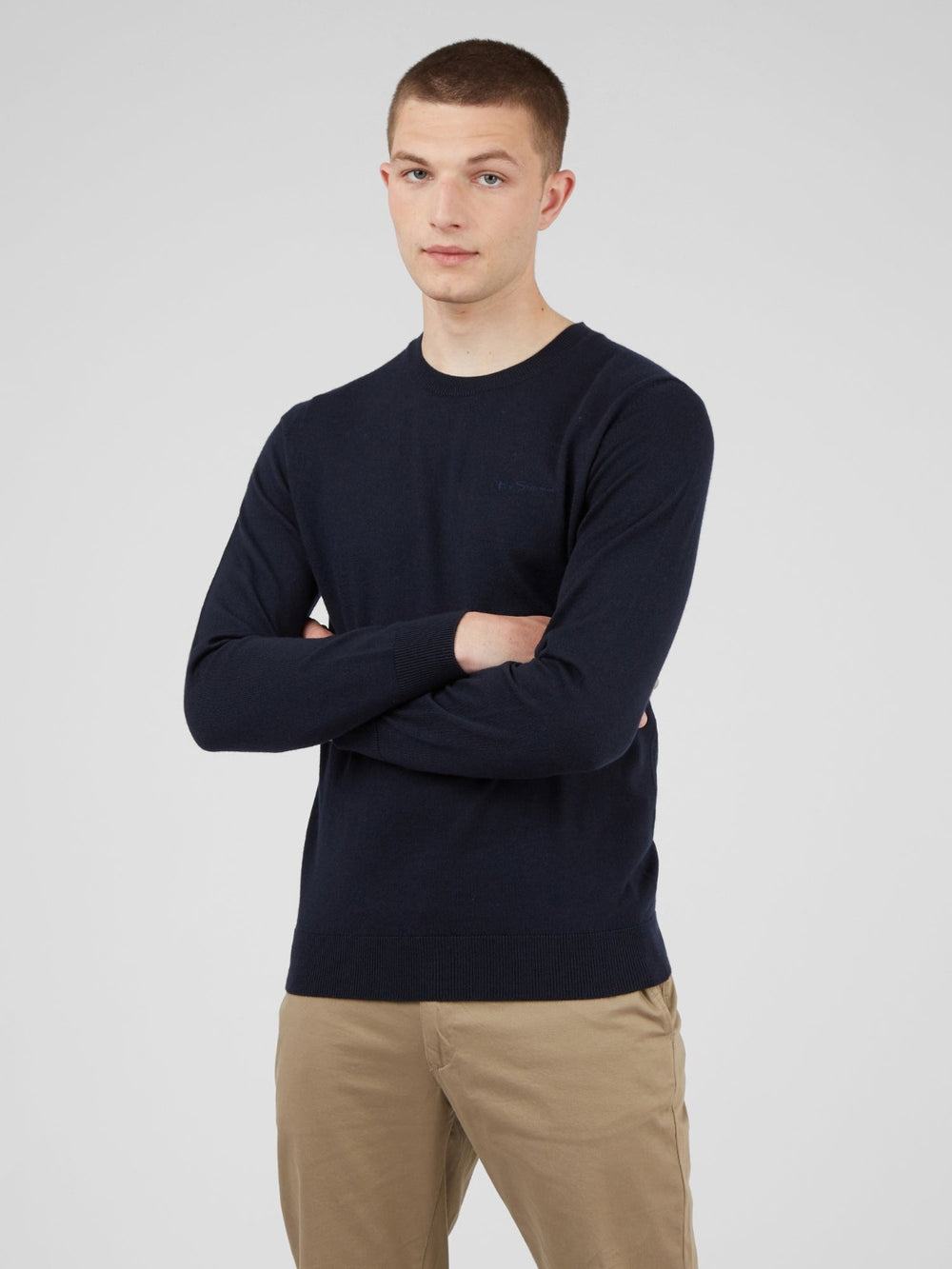 Ben Sherman Signature Crewneck Knitwear Navy | 769241-BGJ