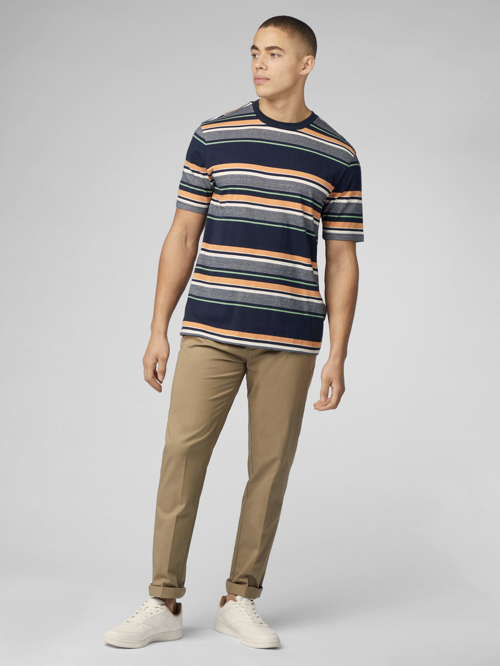 Ben Sherman Signature Engineered Stripe T-Shirt Navy | 542173-LSZ