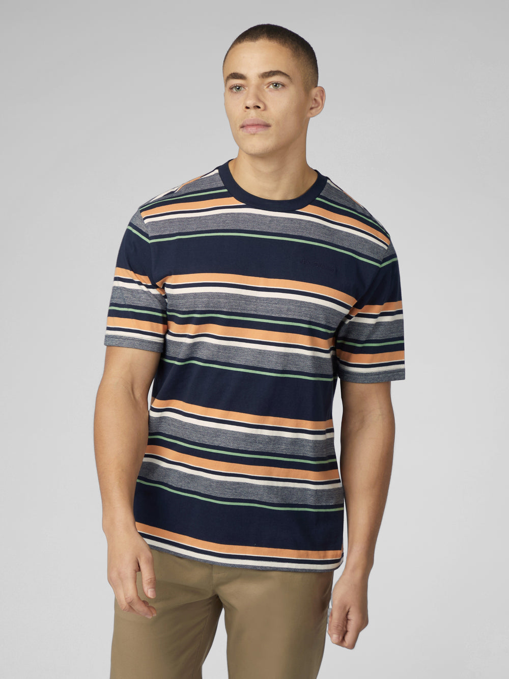 Ben Sherman Signature Engineered Stripe T-Shirt Navy | 542173-LSZ