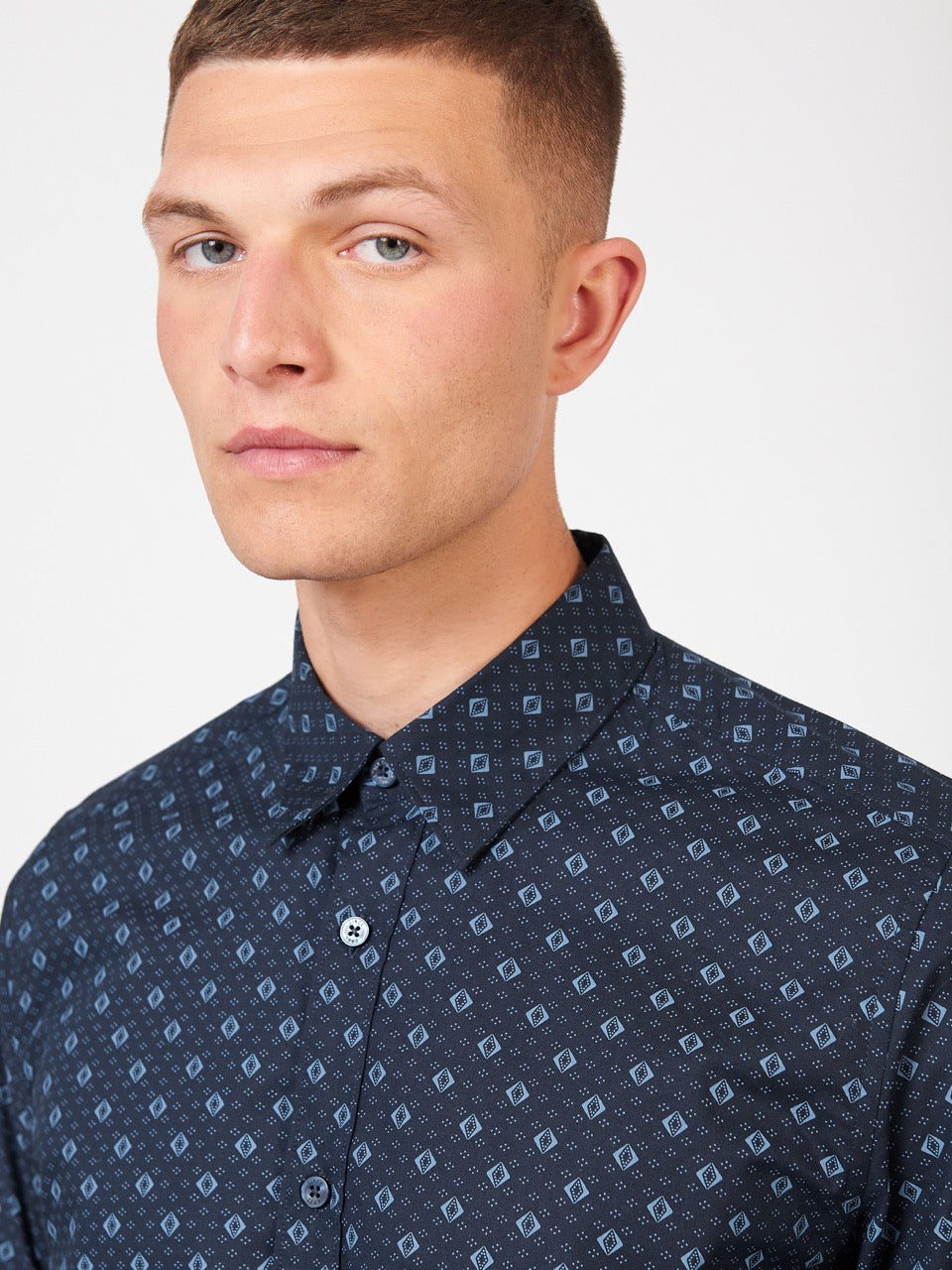 Ben Sherman Signature Geo Shirts Blue | 821635-LKB