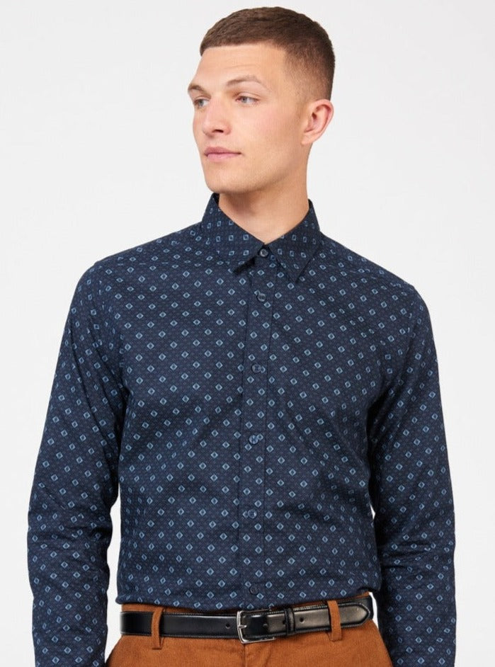 Ben Sherman Signature Geo Shirts Blue | 821635-LKB