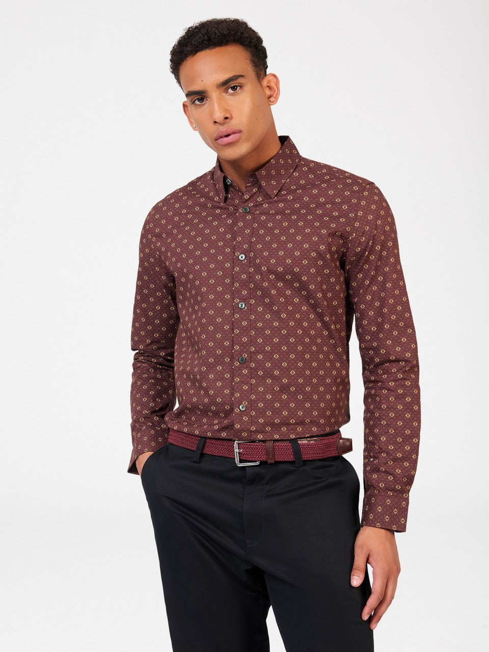 Ben Sherman Signature Geo Shirts Brown | 758162-ETF