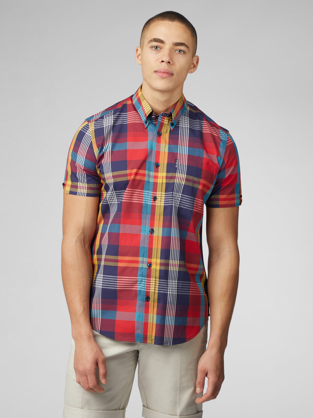 Ben Sherman Signature Large Madras Check Shirts Red | 457206-WAR