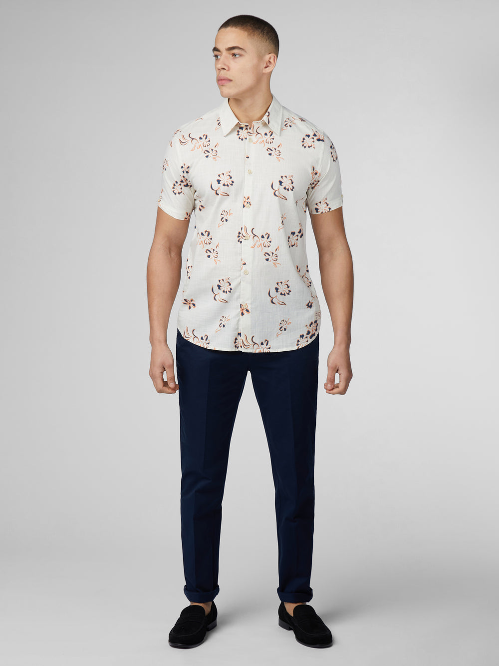 Ben Sherman Signature Linear Floral Shirts White | 287436-UWJ