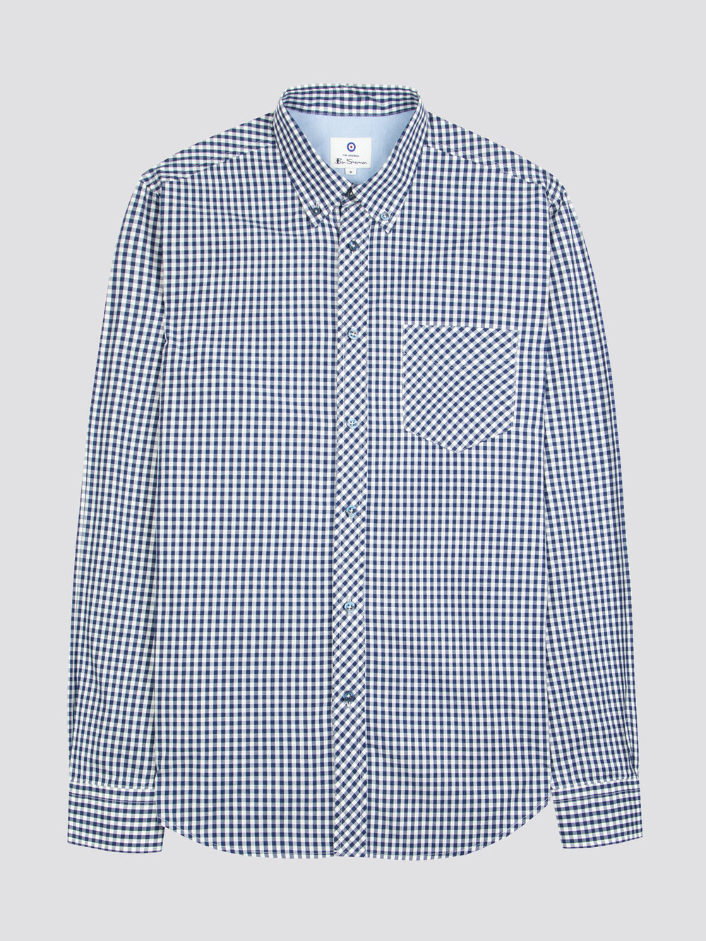 Ben Sherman Signature Long-Sleeve Gingham Shirts Dark Blue | 730956-LGH