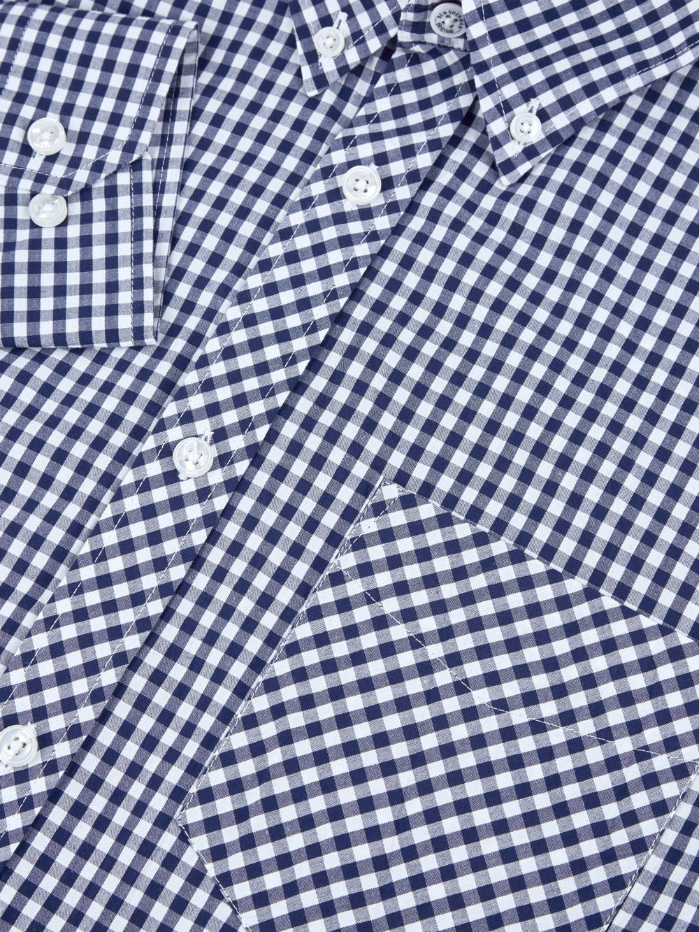 Ben Sherman Signature Long-Sleeve Gingham Shirts Dark Blue | 730956-LGH