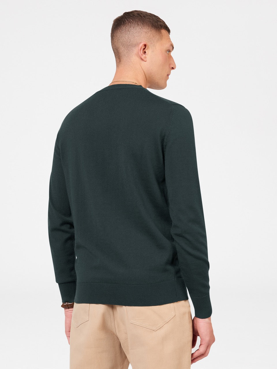 Ben Sherman Signature Merino Crewneck Knitwear Dark Green | 120894-ZDL