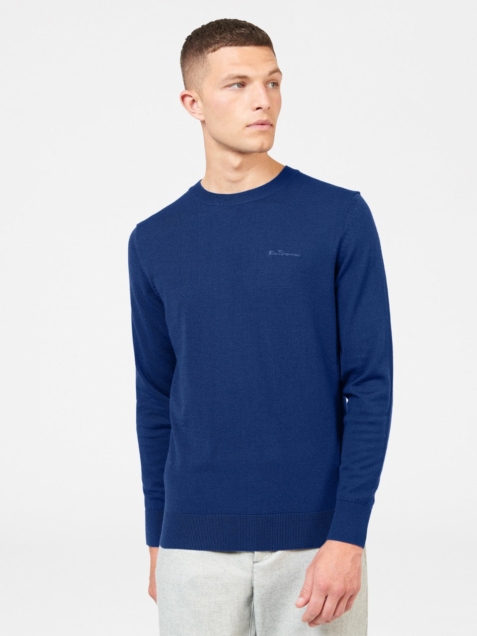 Ben Sherman Signature Merino Crewneck Knitwear Blue | 570928-PTI