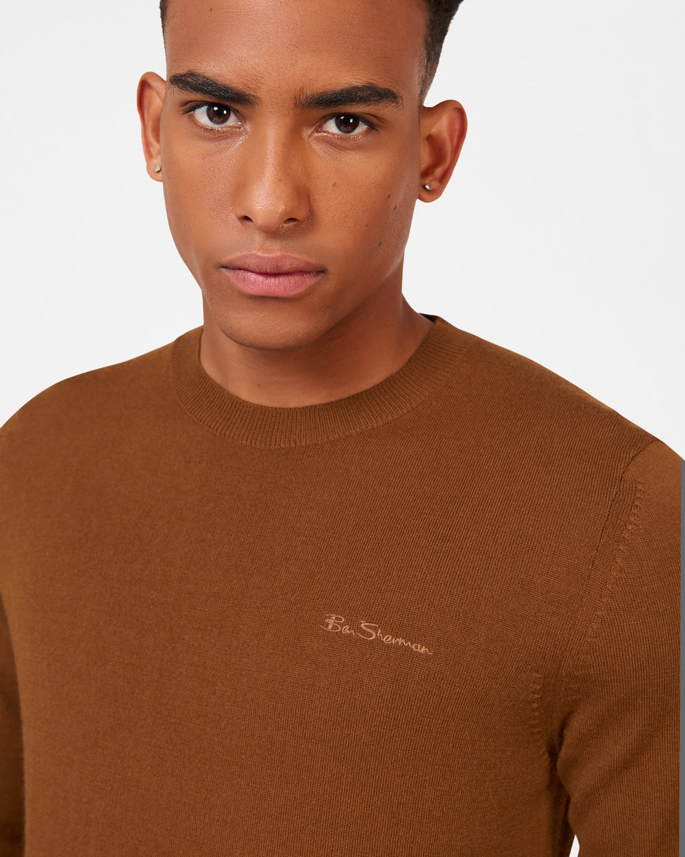 Ben Sherman Signature Merino Crewneck Knitwear Brown | 520647-QHM