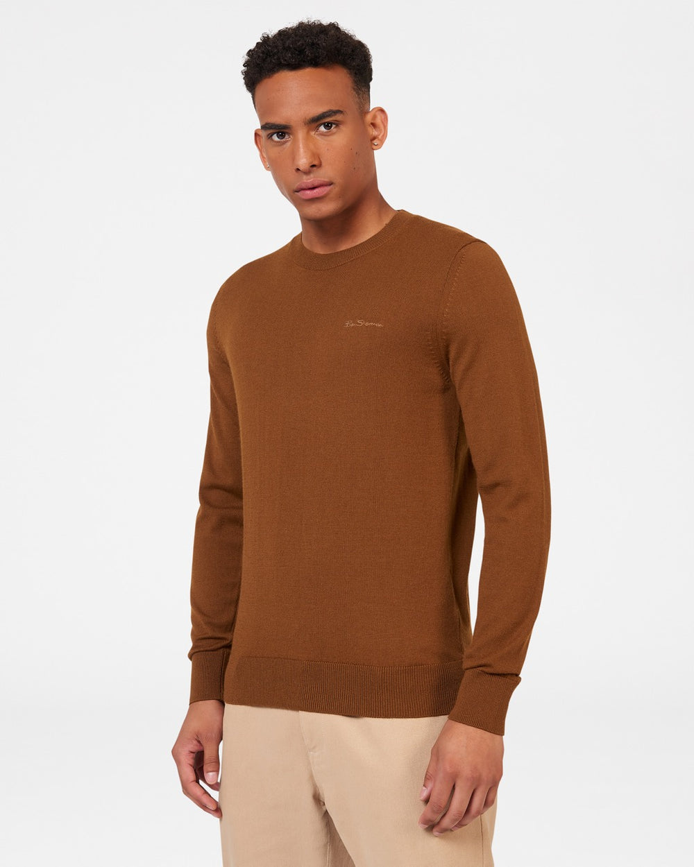 Ben Sherman Signature Merino Crewneck Knitwear Brown | 520647-QHM