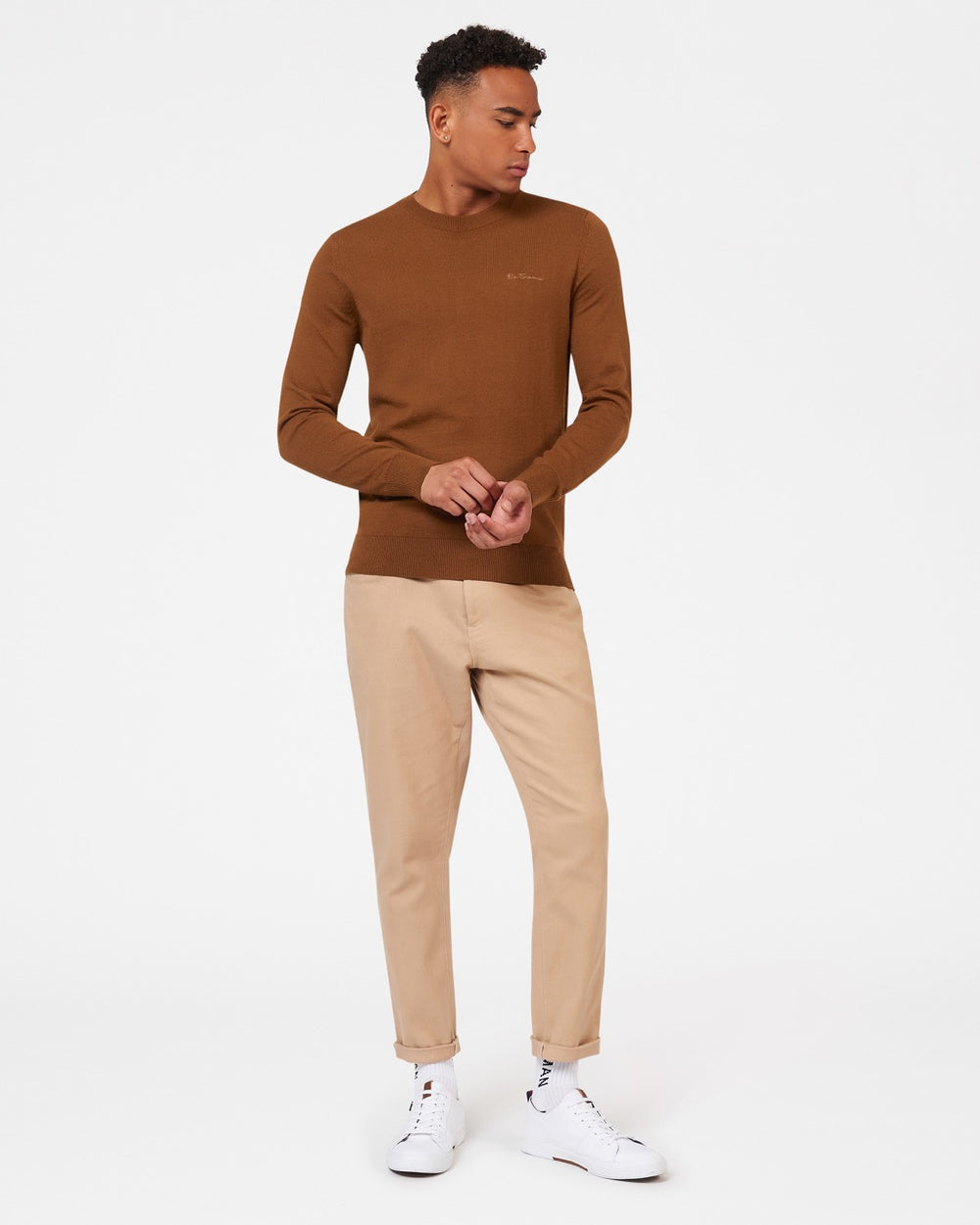 Ben Sherman Signature Merino Crewneck Knitwear Brown | 520647-QHM