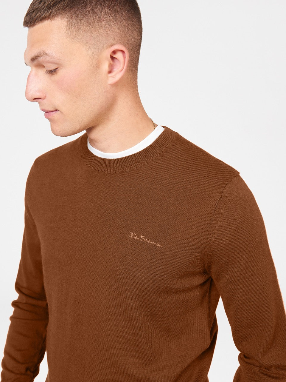 Ben Sherman Signature Merino Crewneck Knitwear Brown | 520647-QHM