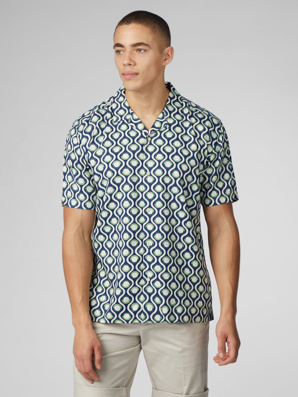 Ben Sherman Signature Retro Geo Shirts Green | 812374-VBT