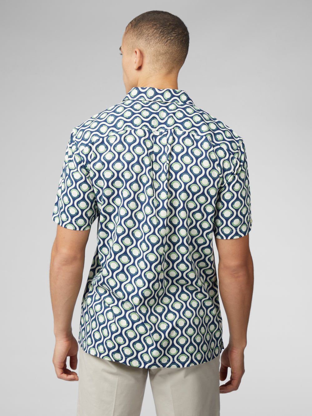 Ben Sherman Signature Retro Geo Shirts Green | 812374-VBT