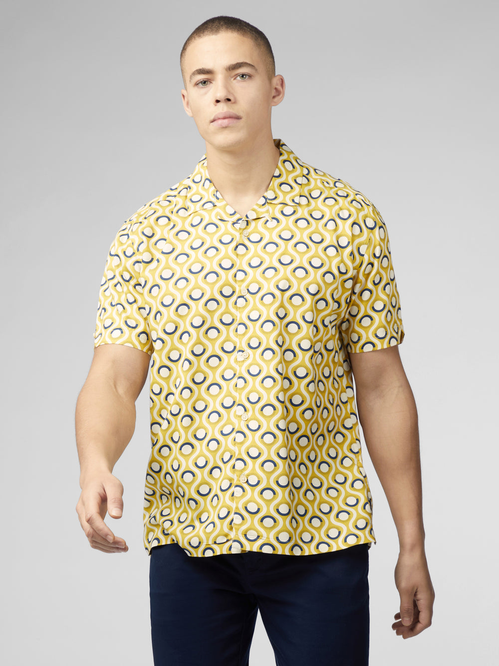 Ben Sherman Signature Retro Geo Shirts Yellow | 026317-ADK