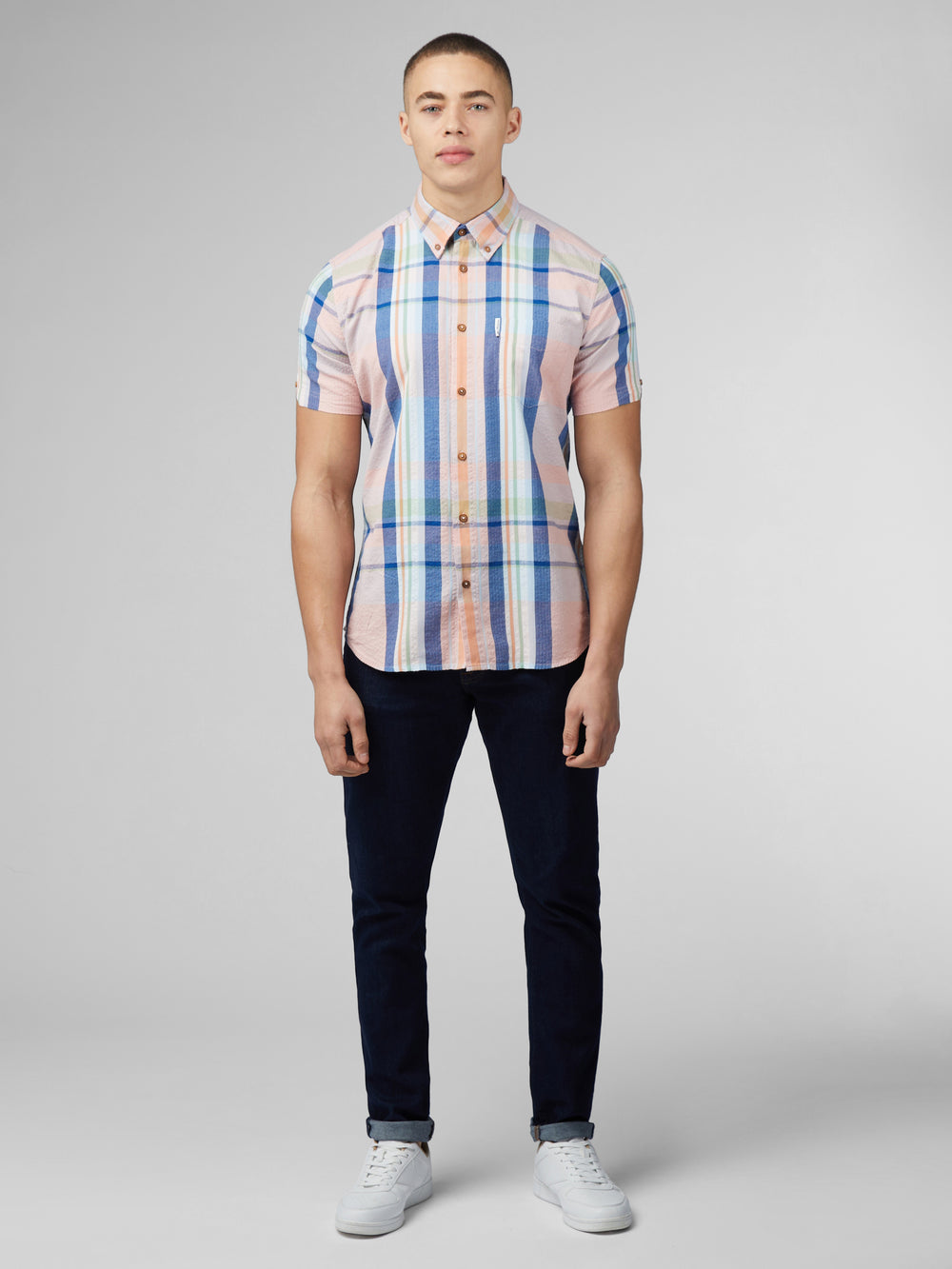 Ben Sherman Signature Seersucker Check Shirts Pink | 273549-MUE