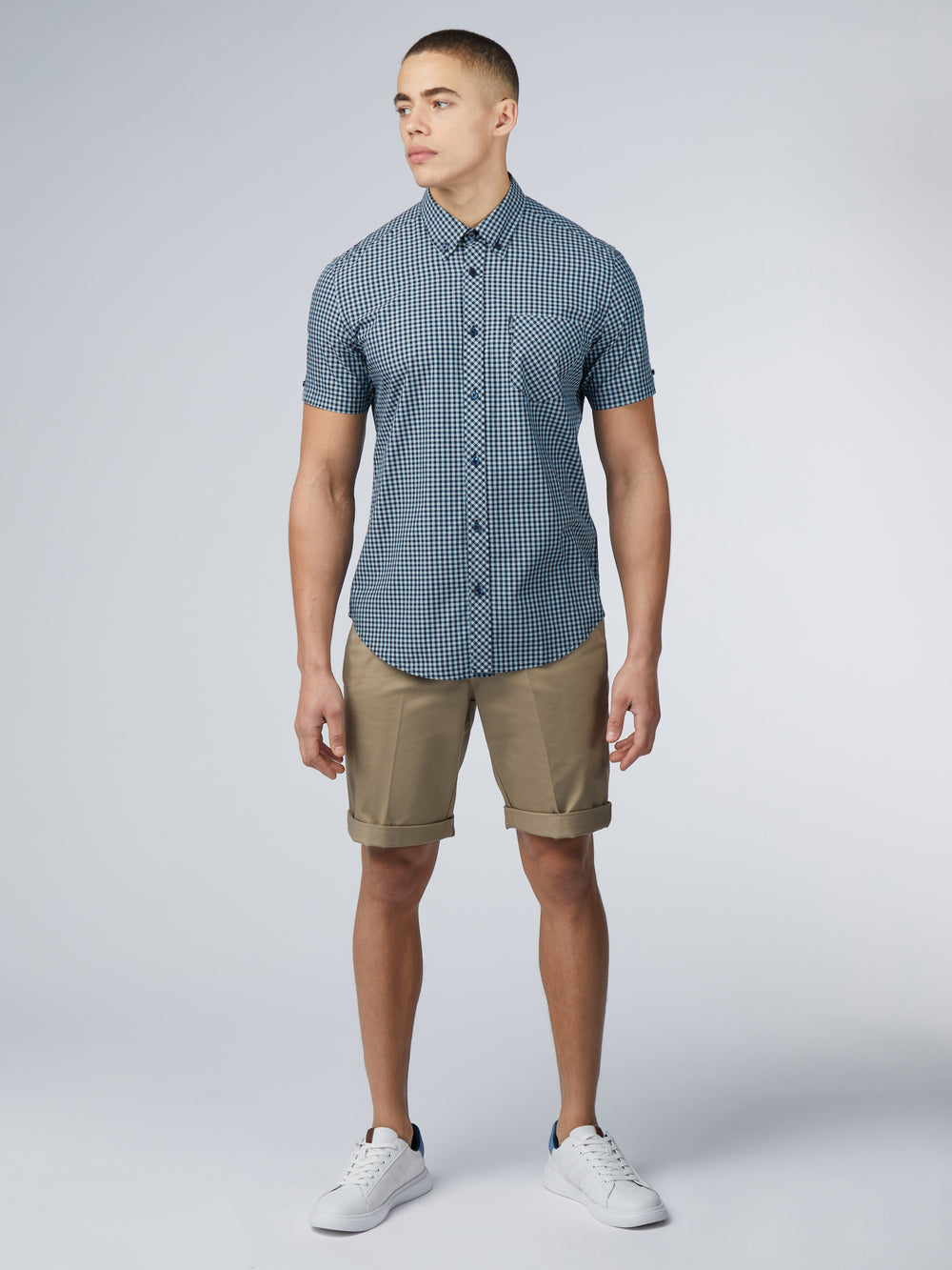 Ben Sherman Signature Short Sleeve Gingham Shirts Blue | 816325-CKZ