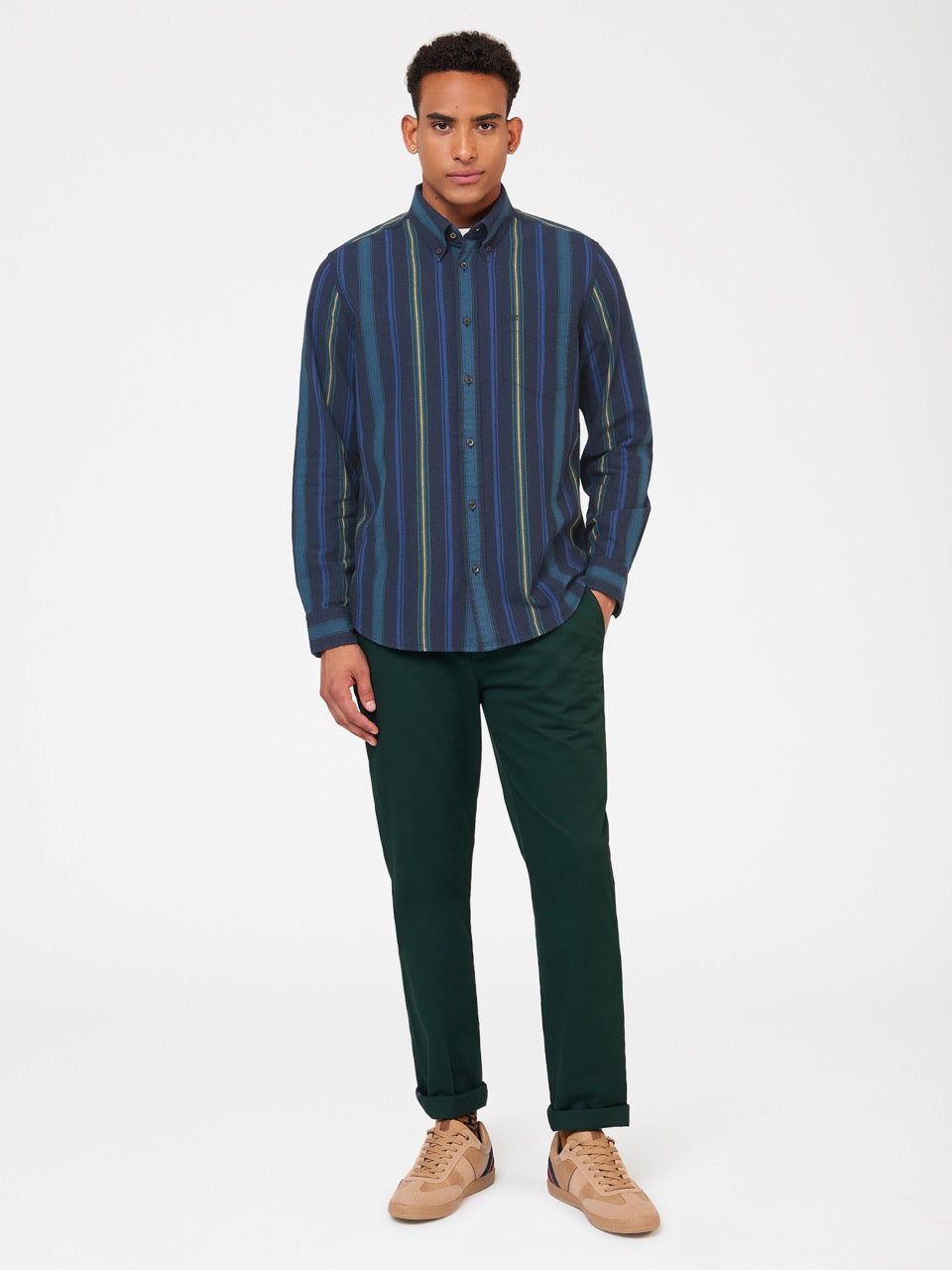 Ben Sherman Signature Striped Oxford Shirts Green | 683790-QDT