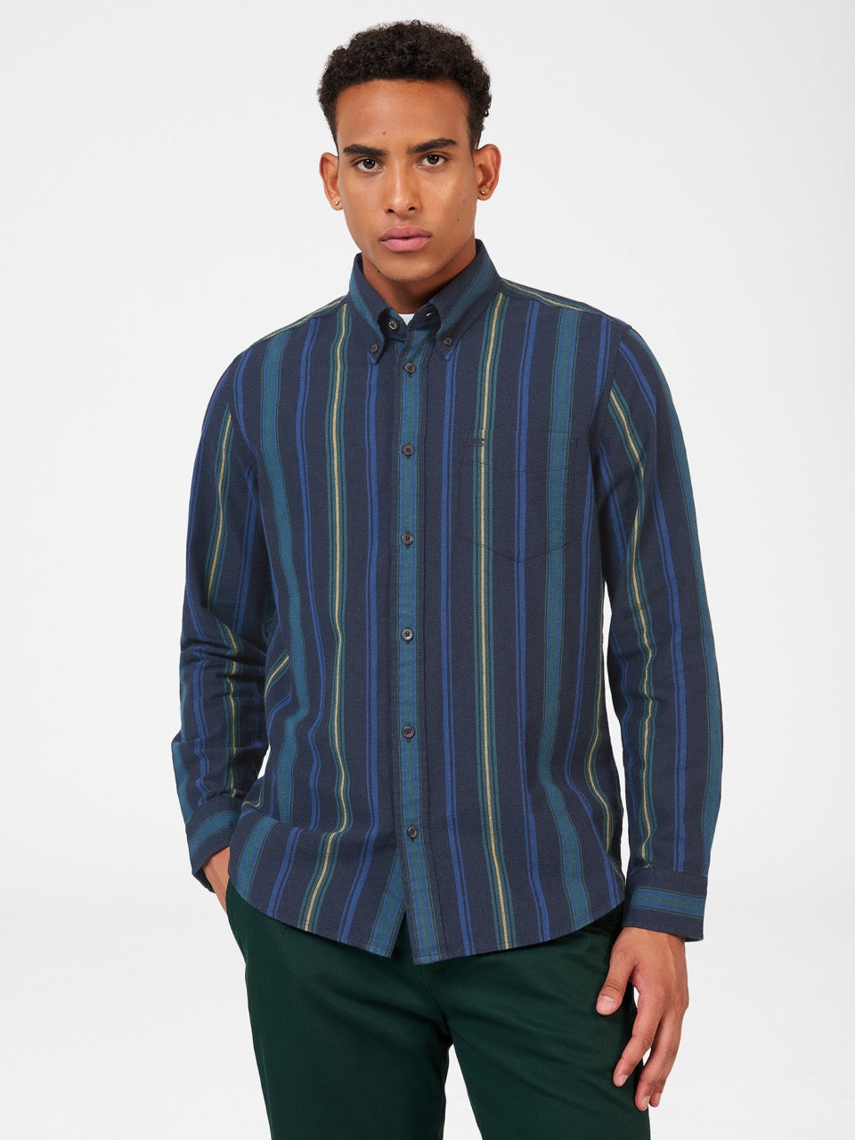 Ben Sherman Signature Striped Oxford Shirts Green | 683790-QDT