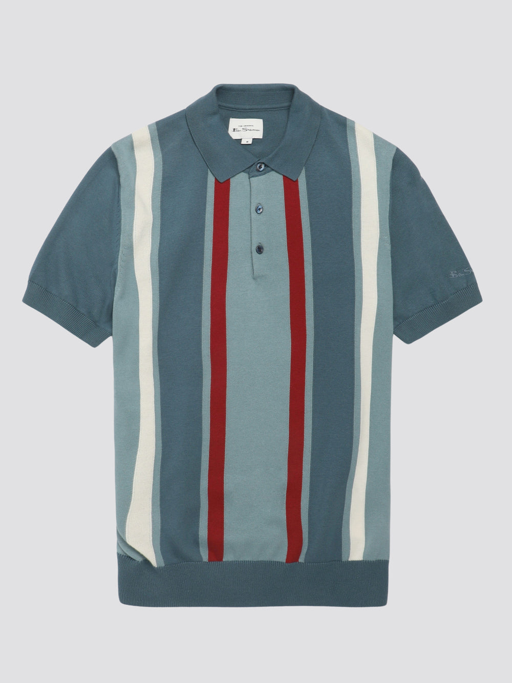 Ben Sherman Signature Vertical Stripe Polo Knitwear Turquoise | 584021-ZGK