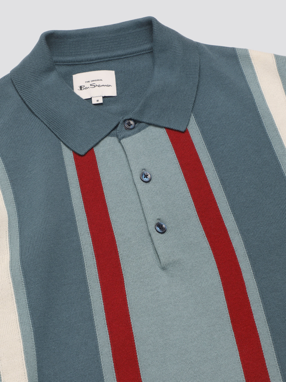 Ben Sherman Signature Vertical Stripe Polo Knitwear Turquoise | 584021-ZGK