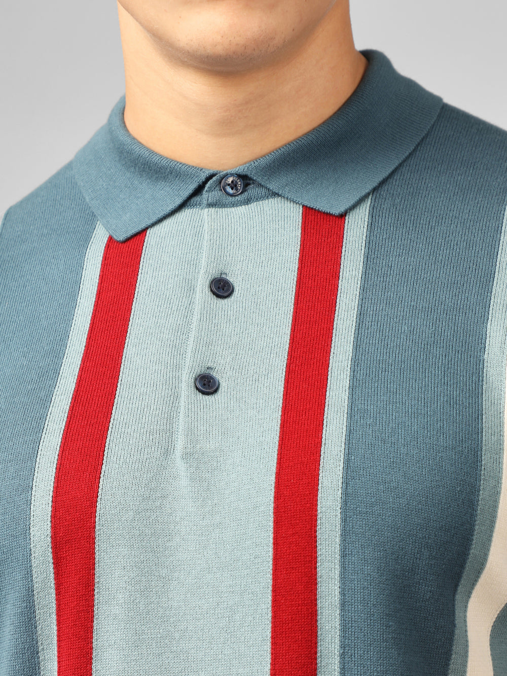 Ben Sherman Signature Vertical Stripe Polo Knitwear Turquoise | 584021-ZGK